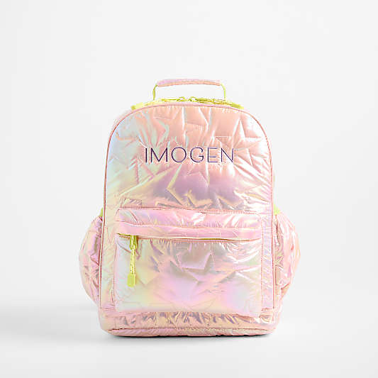 Pink Metallic Star Medium Kids Backpack with Side Pockets