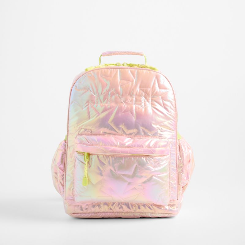 Pink Metallic Star Medium Kids Backpack with Side Pockets - image 2 of 10