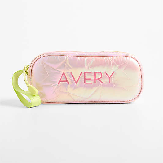 Pink Metallic Star Soft Pencil Case