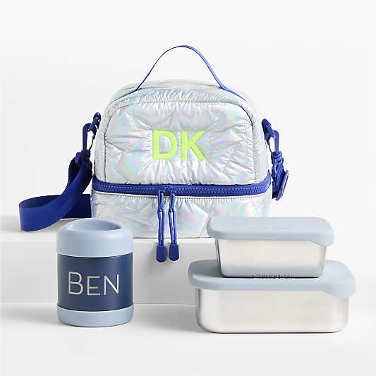 Silver Metallic Star Kids Lunch Box Bundle