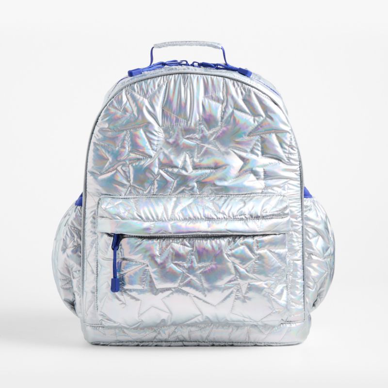 Silver Metallic Star Large Kids Backpack with Side Pockets - image 2 of 10