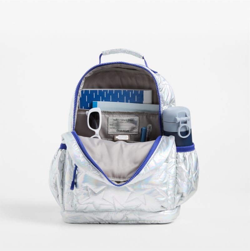 Silver Metallic Star Medium Kids Backpack with Side Pockets - image 7 of 10