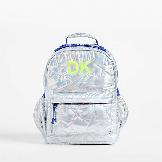 Silver Metallic Star Medium Kids Backpack with Side Pockets