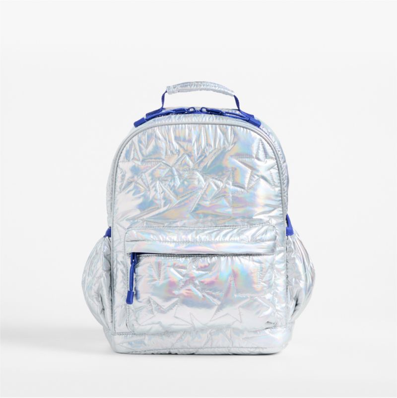 Silver Metallic Star Medium Kids Backpack with Side Pockets - image 2 of 10