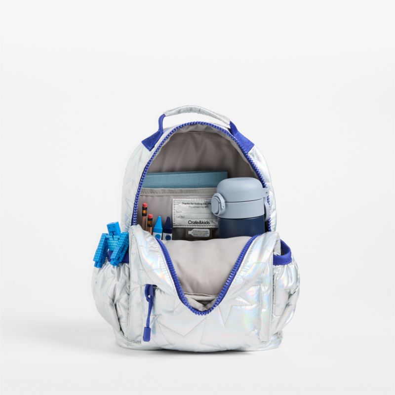 Silver Metallic Star Small Kids Backpack with Side Pockets - image 7 of 10