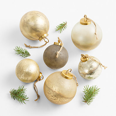 View Textured Metallic Glass Ball Christmas Ornaments, Boxed Set of 6 details