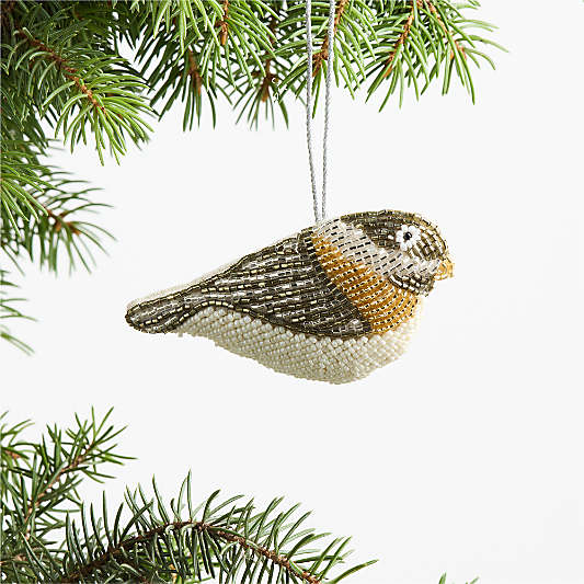 Metallic Beaded Bird Christmas Tree Ornament