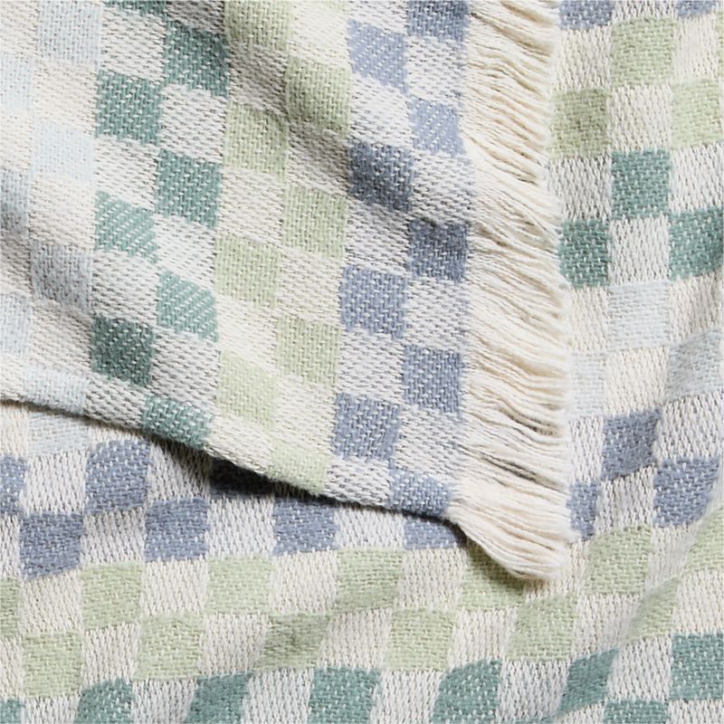 Multi Checker Cool Jacquard Woven Organic Cotton Baby Stroller Blanket - image 4 of 6