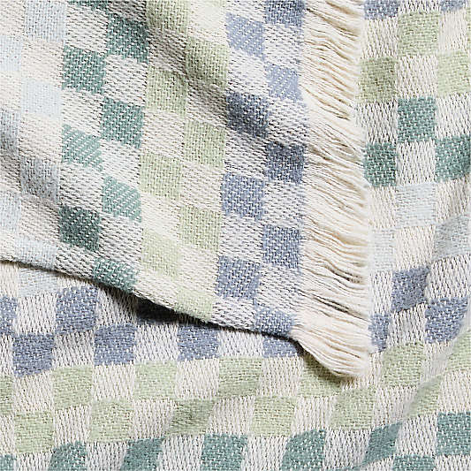 Multi Checker Cool Jacquard Woven Organic Cotton Baby Stroller Blanket