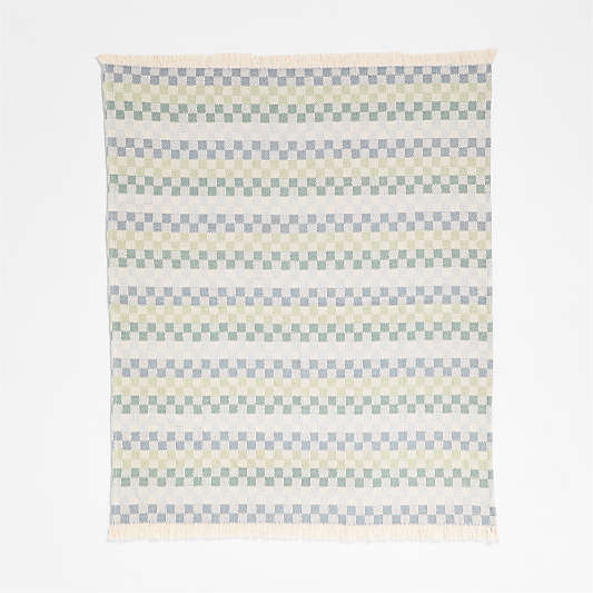 Multi Checker Cool Jacquard Woven Organic Cotton Baby Stroller Blanket