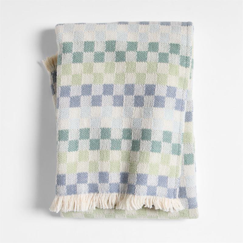 Multi Checker Cool Jacquard Woven Organic Cotton Baby Stroller Blanket - image 0 of 6