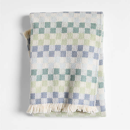 Multi Checker Cool Jacquard Woven Organic Cotton Baby Stroller Blanket