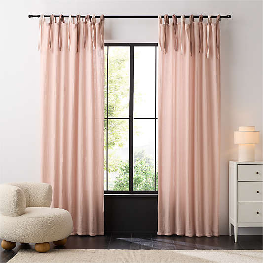 Lilac Rose Tie 100% Organic Cotton Muslin Kids Curtain Panel 44"x96"