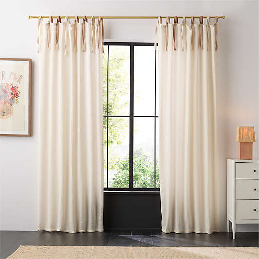 Natural Tie Organic Cotton Muslin Kids Curtain Panel
