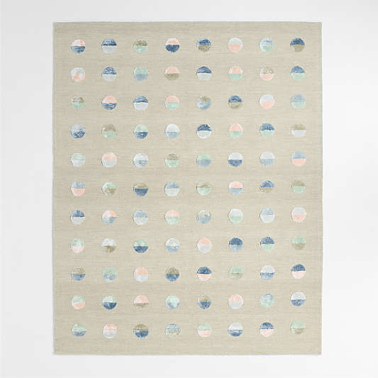 Multi Dot Cool Colorway Wool and Viscose Kids Area Rug 6'x9'