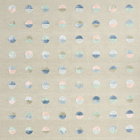 Multi Dot Cool Colorway Wool and Viscose Kids Area Rug 5'x8'