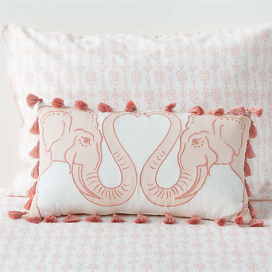 Munnar Pink Embroidered Elephant Kids Throw Pillow by John Robshaw