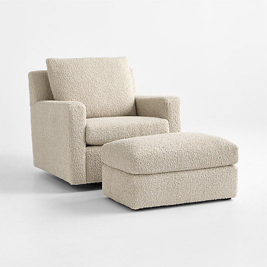 Murray Beige Sherpa Nursery Ottoman