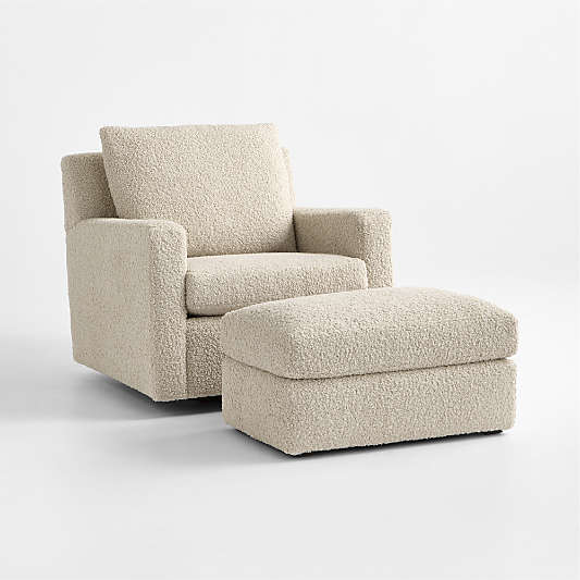 Murry Beige Sherpa Nursery Ottoman