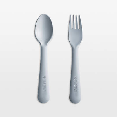 Mushie Cloud Plastic Fork & Spoon Set