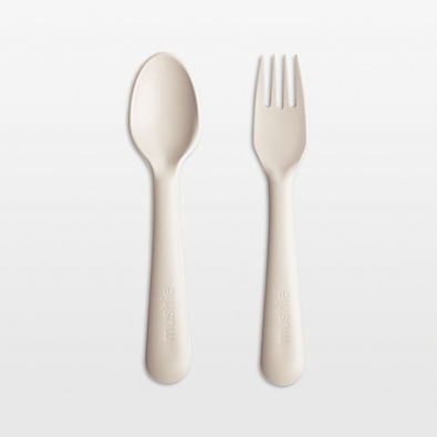 View Mushie Ivory Plastic Fork & Spoon Set details