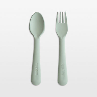 View Mushie Sage Plastic Fork & Spoon Set details