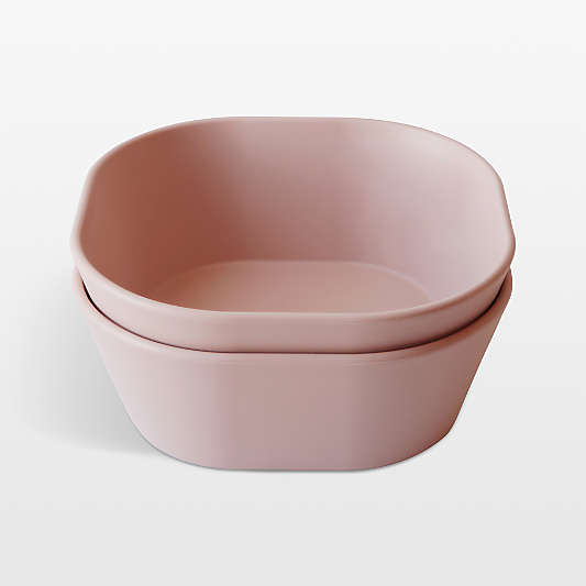 Mushie 2-Pack Blush Square Plastic Dinner Bowls