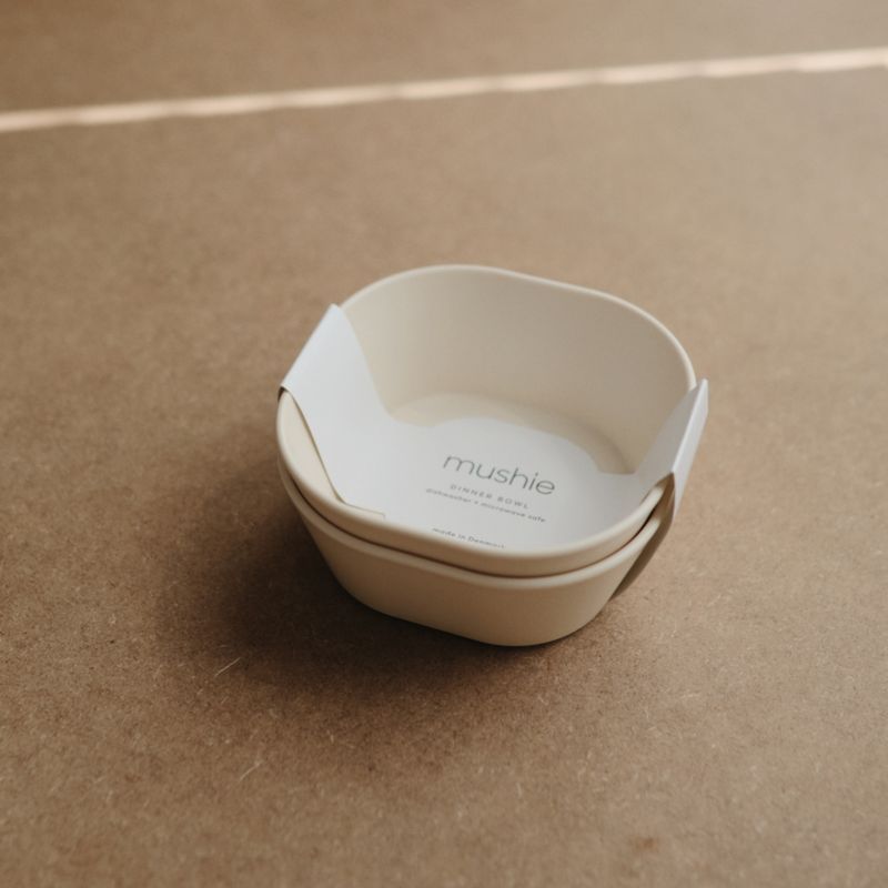 Mushie 2-Pack Ivory Square Plastic Dinner Bowls - image 1 of 5