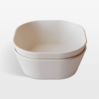 Mushie 2-Pack Ivory Square Plastic Dinner Bowls