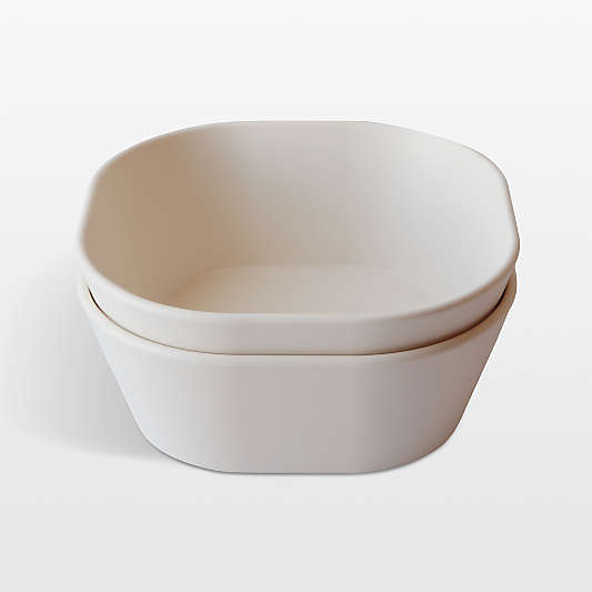 Mushie 2-Pack Ivory Square Plastic Dinner Bowls