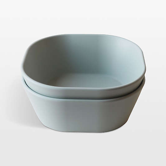 Mushie 2-Pack Sage Square Plastic Dinner Bowls