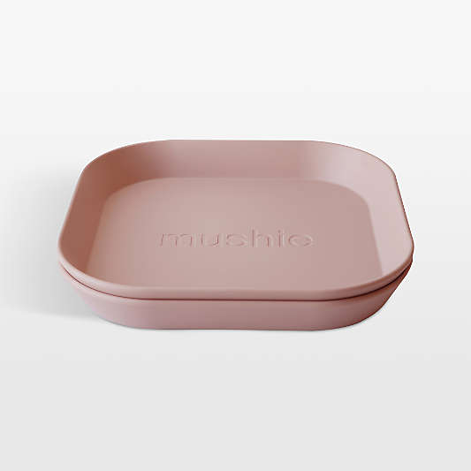 Mushie 2-Pack Blush Square Plastic Dinner Plates