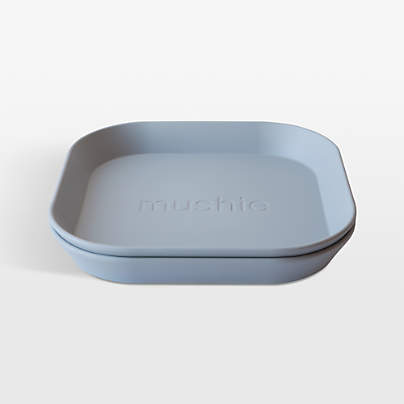 Mushie 2-Pack Cloud Square Plastic Dinner Plates