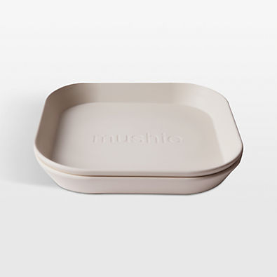 View Mushie 2-Pack Ivory Square Plastic Dinner Plates details