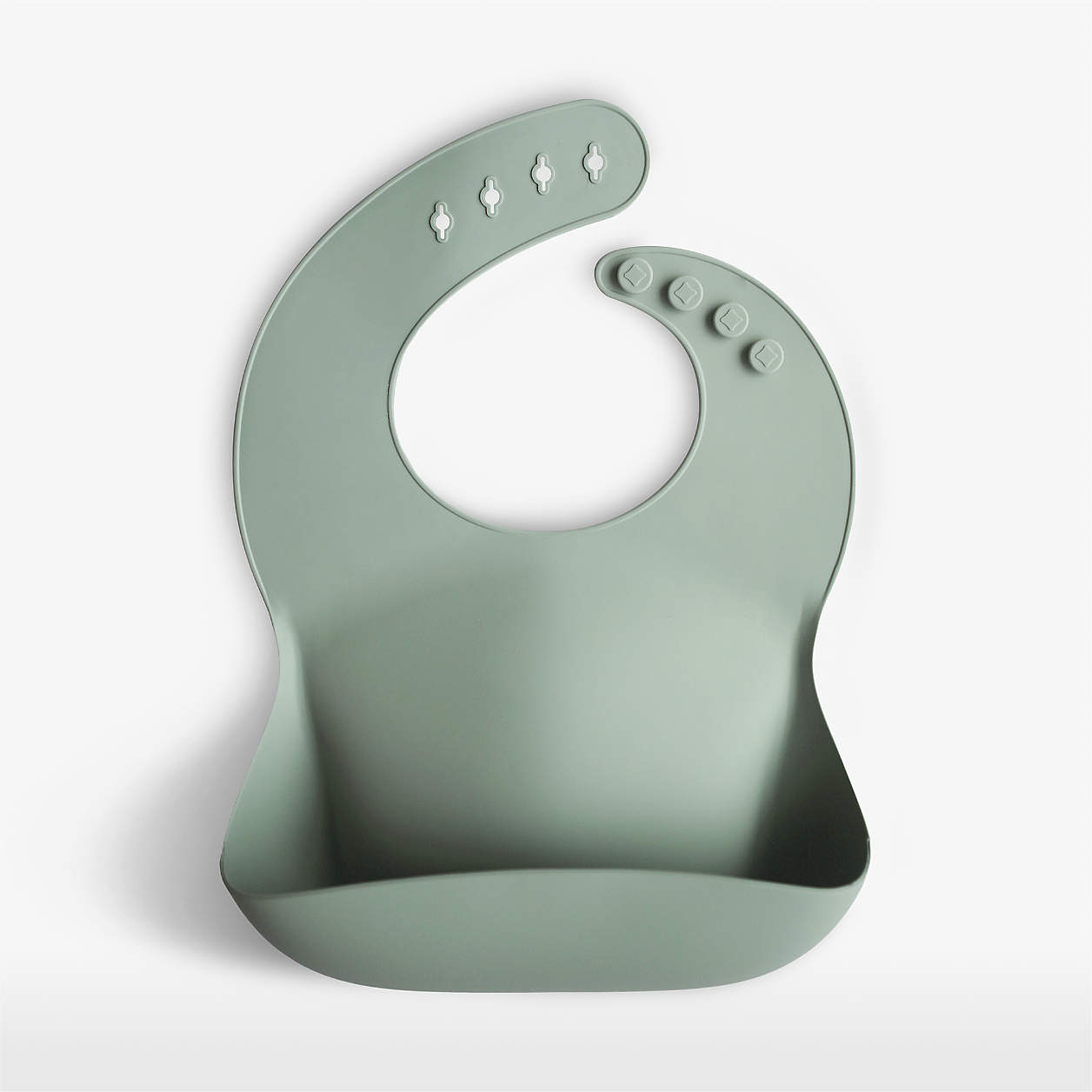 Mushie Green Silicone Baby Bib with Pocket + Reviews | Crate & Kids