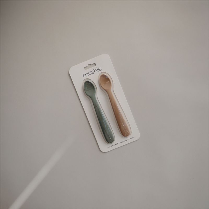 Mushie 2-Pack Silicone Baby Spoons - Green & Beige - image 11 of 16