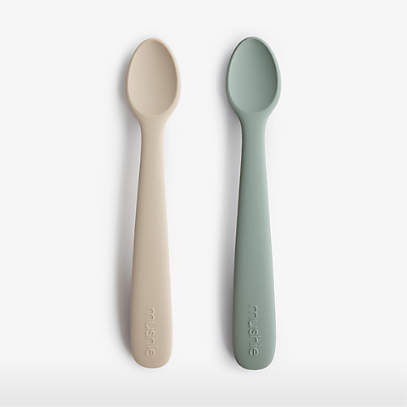 Ezpz Tiny Spoon (2 Pack in Sage) - 100% Silicone Spoons for Baby