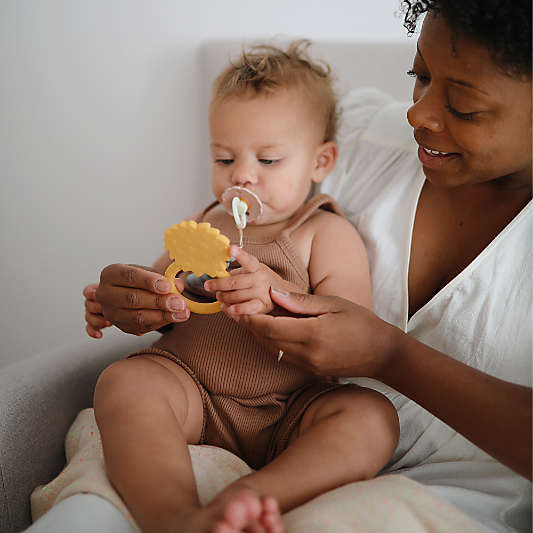 Mushie Yellow Lion Silicone Baby Teether