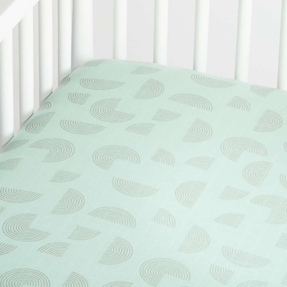 Organic Mint Muslin Baby Crib Fitted Sheet + Reviews Crate & Kids