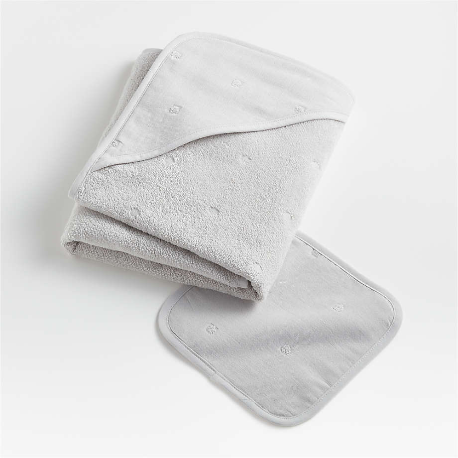 Grey Organic Turkish Cotton Towel Baby Gift Set + Reviews Crate & Kids