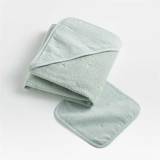 Sage Organic Turkish Cotton Baby Towel Gift Set