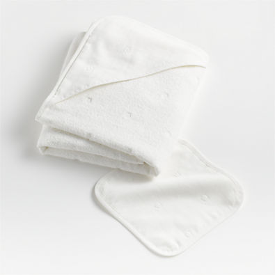 View White Organic Turkish Cotton Baby Towel Gift Set details