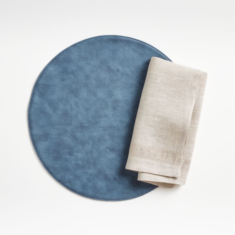 Maxwell Round Blue Easy-Clean Placemat