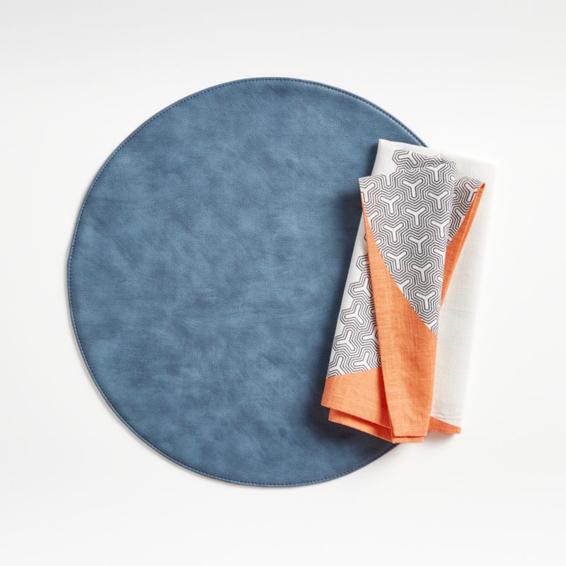 Maxwell Round Blue Easy-Clean Placemat