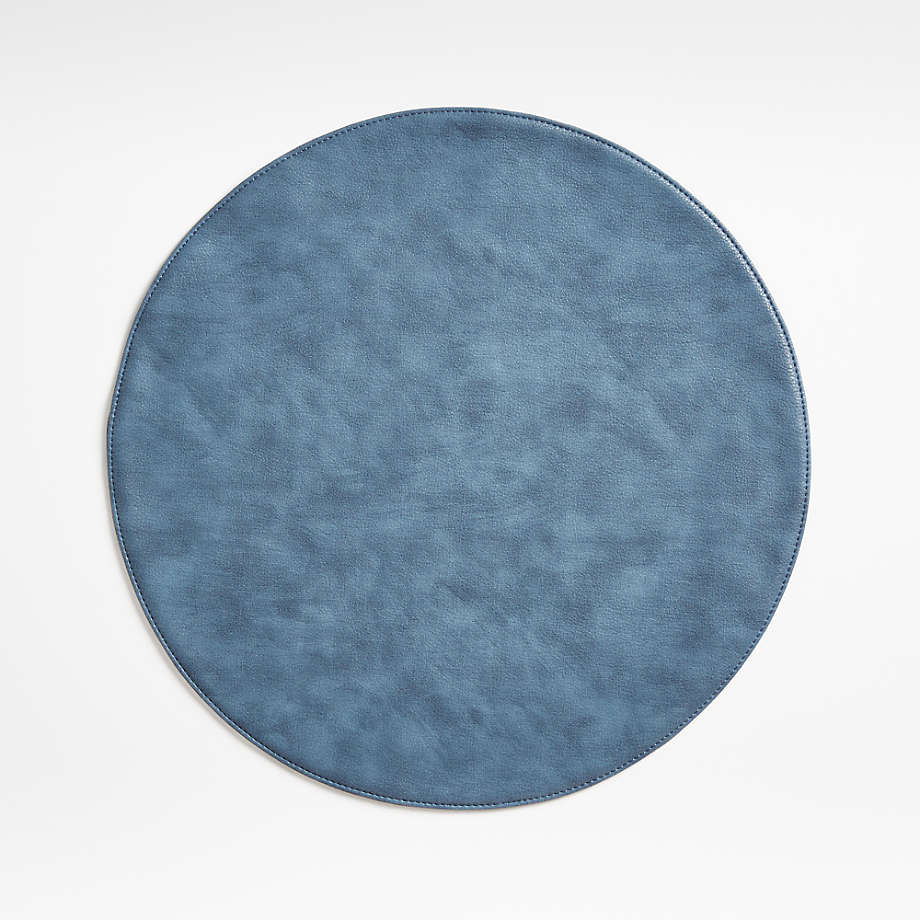 Maxwell Blue Round Easy Care Placemat, Navy Blue Round Placemats