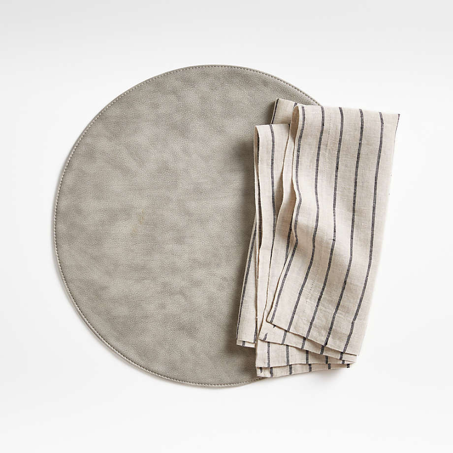 Grey leather effect textured vinyl placemats