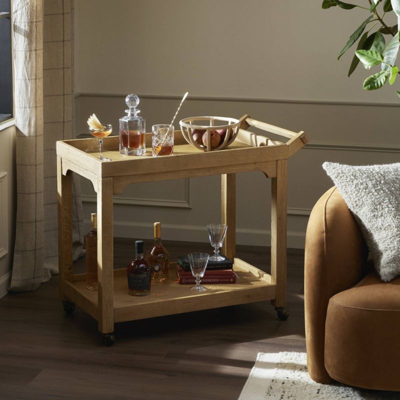 Myakka Natural Oak Wood Bar Cart - image 2 of 11