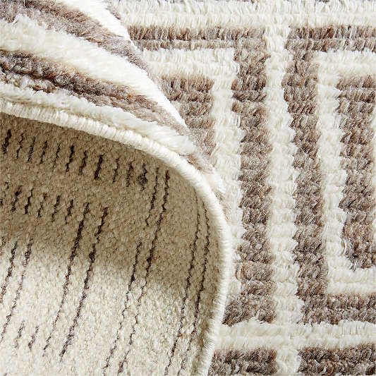 Mykonos Wool-Blend Hand-Knotted Taupe Brown Area Rug