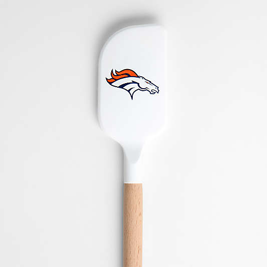 NFL Denver Broncos White Silicone and Wood Scraper Spatula