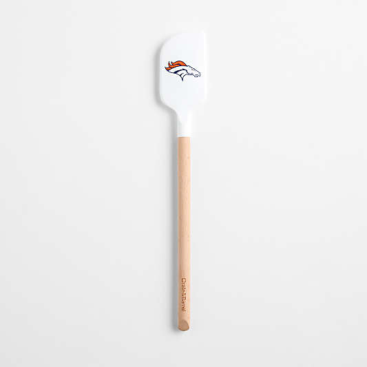 NFL Denver Broncos White Silicone and Wood Scraper Spatula